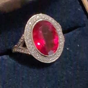 Radiant Red Topaz Silver Ring